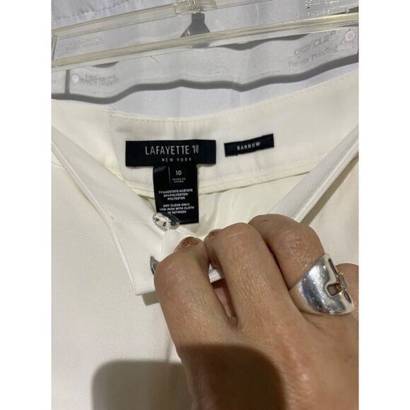 Lafayette 148 Women's Barrow Classic Fit Straight Leg Trouser Pants Cream S10 - Picture 6 of 6